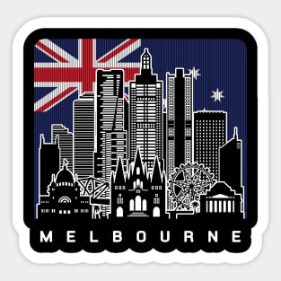 Melbourne Australia Skyline Australian Flag Sticker